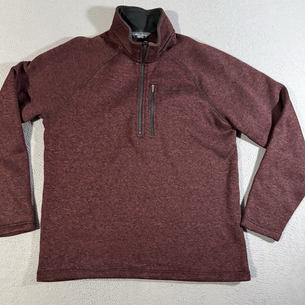 Eddie Bauer Men's Knit 1/4 Zip Mock Neck Pullover Sweater Size Large Long Sleeve